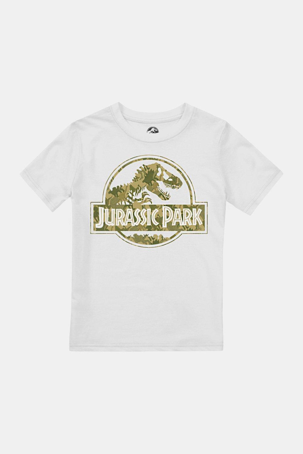 опыты занимательная биология питомец из юрского периода Футболка с камуфляжным принтом «Дино» для мальчиков Jurassic Park, белый