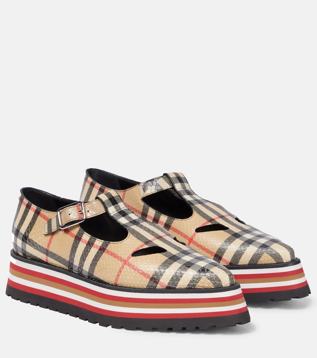 

Кожаные лоферы aldwych в клетку Burberry, бежевый