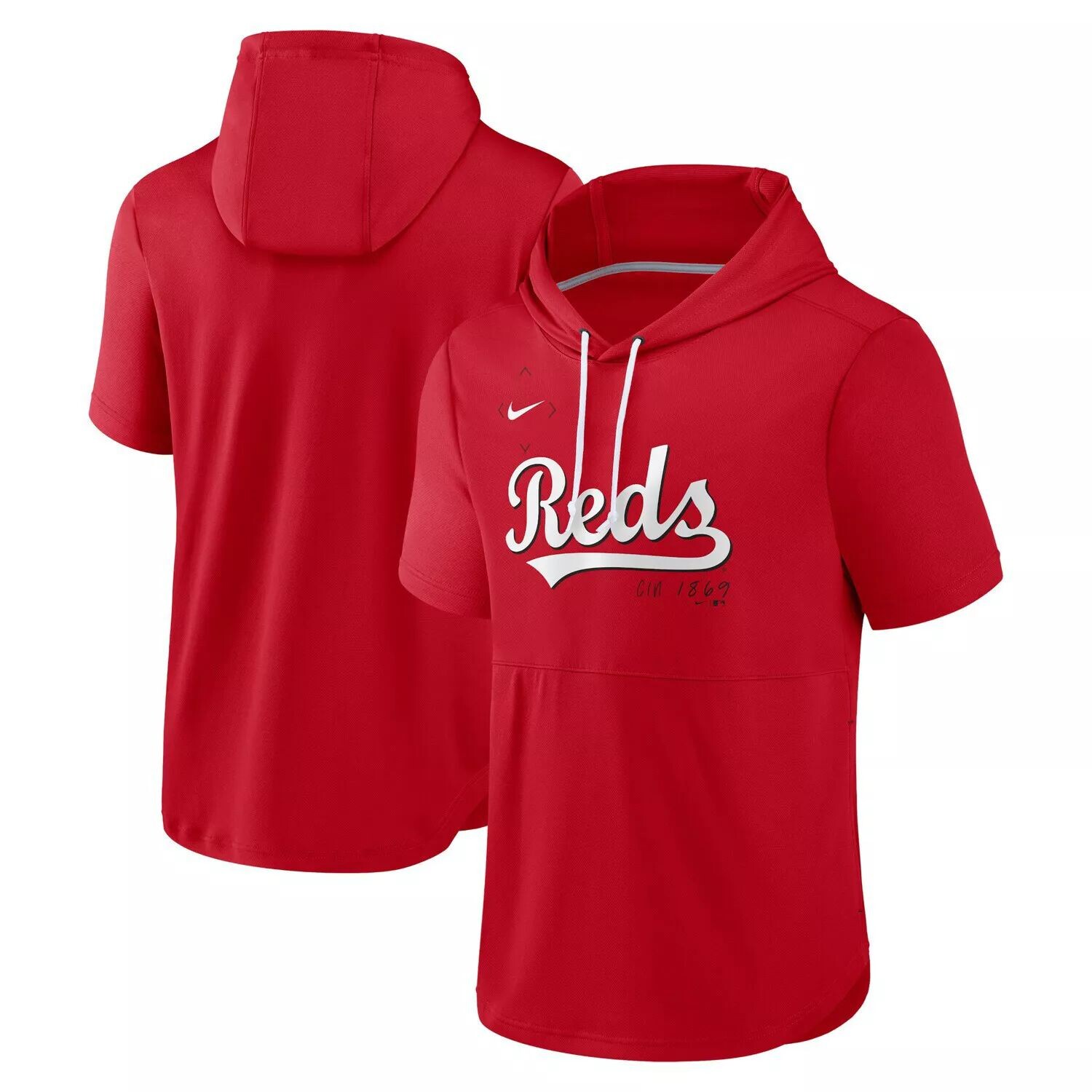 

Мужской пуловер с короткими рукавами Nike Red Cincinnati Reds Springer с капюшоном