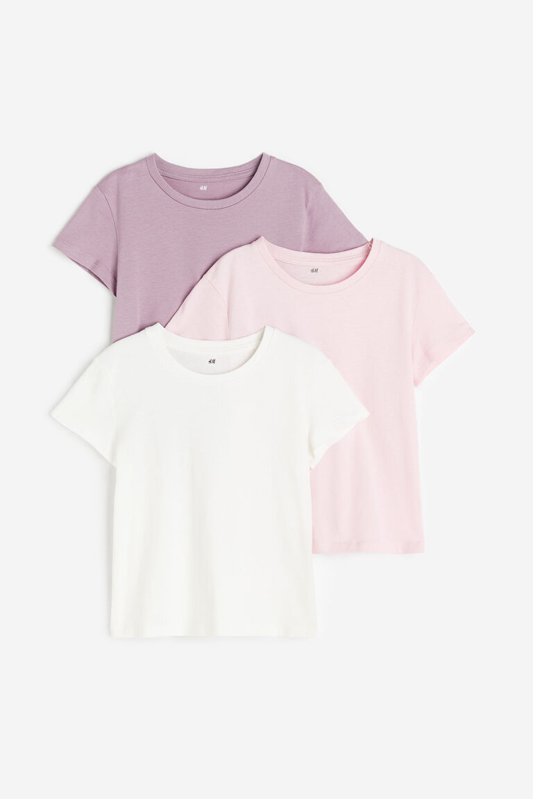 Комплект из трех футболок из хлопкового джерси H&M, фиолетовый комплект из трех пижам из джерси h