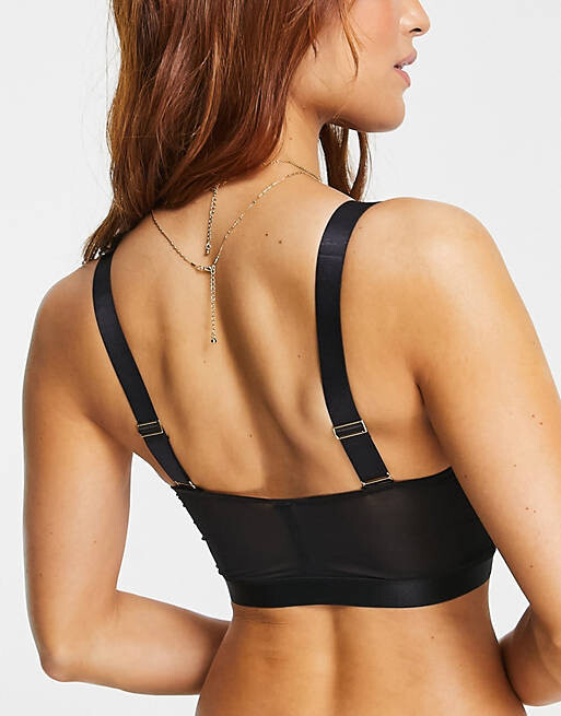 

Черный удлиненный бюстгальтер с застежкой спереди и кружевом Gossard Femme