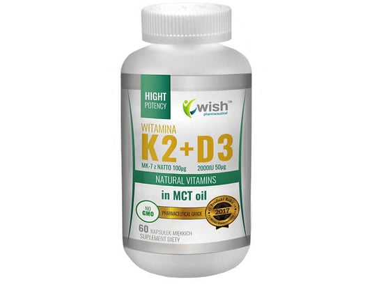 Wish, Витамин К2, МК-7 100мкг + D3 2000МЕ 50мкг, 60 капсул витамин к2 таб 100мкг 30