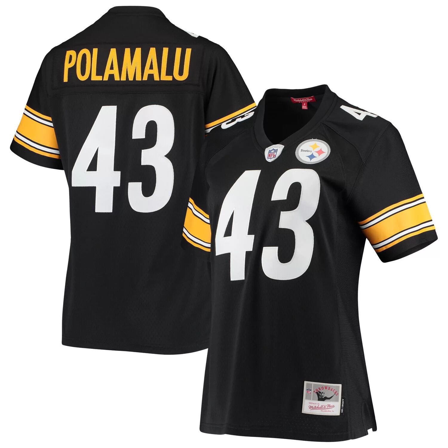 

Женская черная футболка команды Mitchell & Ness Troy Polamalu Pittsburgh Steelers Legacy Replica Team, Черный