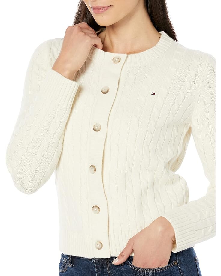 

Свитер Tommy Hilfiger Wool Cable Cardigan, цвет Milky Way
