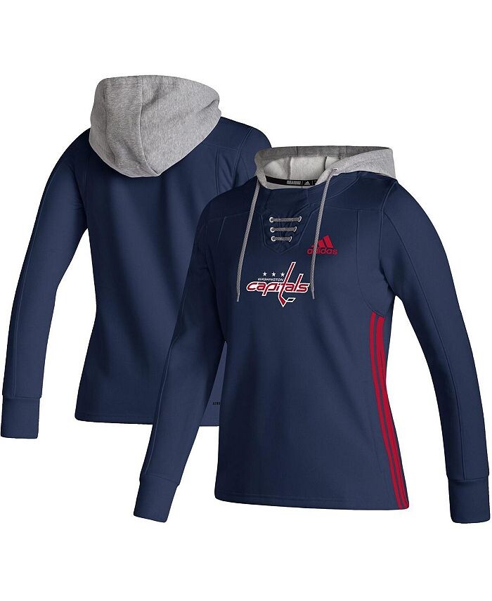 

Женский темно-синий пуловер с капюшоном Washington Capitals Skate Lace AEROREADY adidas, синий