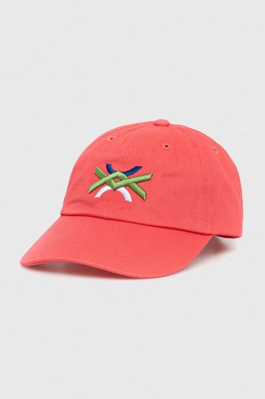 

Детская хлопковая шапка с козырьком United Colors of Benetton, розовый