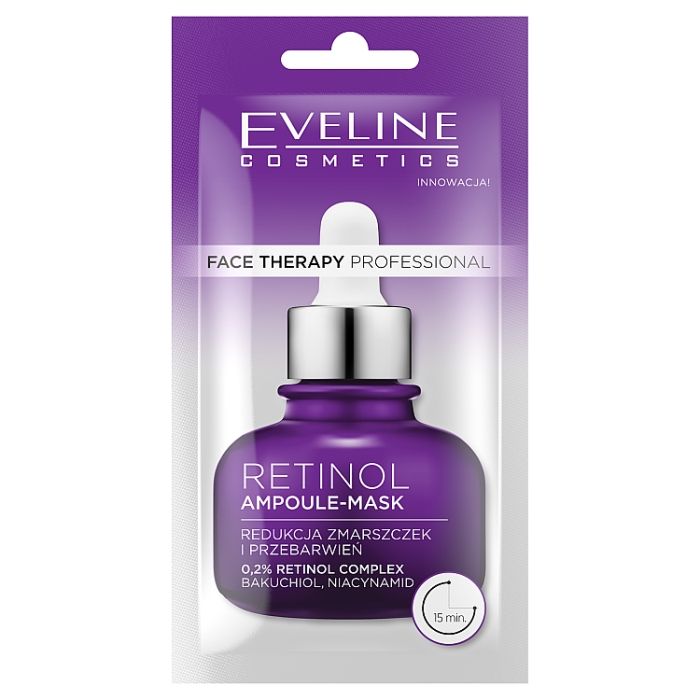Eveline Face Therapy Professional Ampoule-Mask Retinol медицинская маска, 8 ml уход за лицом eveline маска для лица hyaluron ampoule mask face therapy professional