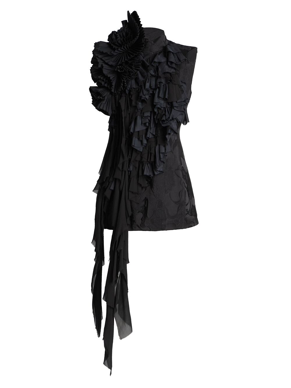 

Жаккардовый топ Dob с оборками Dries Van Noten, черный