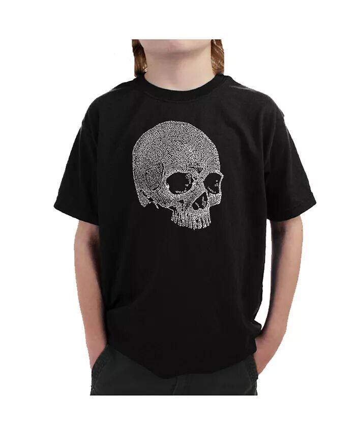 

Футболка с рисунком Word Art для мальчика — Dead Inside Skull La Pop Art, красный