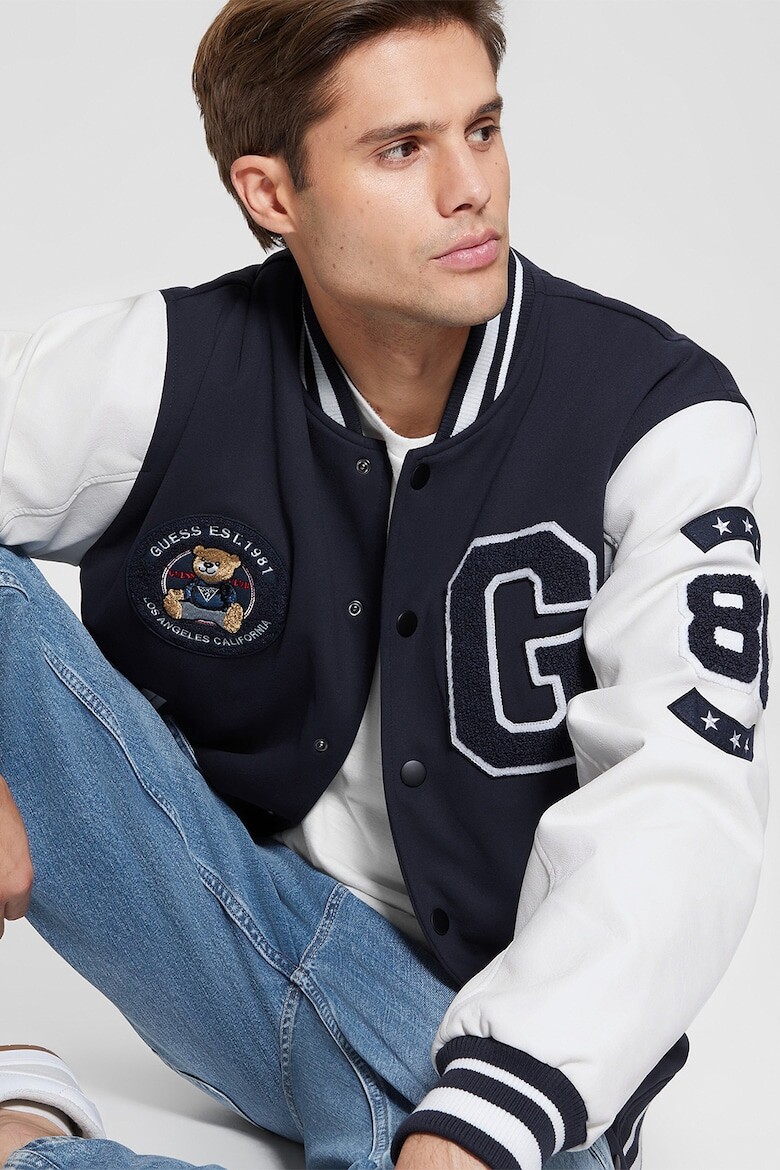 

Бомбер с рельефными деталями Guess, белый