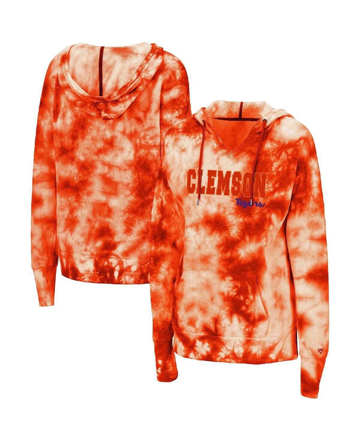 

Женский оранжевый пуловер с капюшоном Clemson Tigers Shavonee Tie-Dye Colosseum
