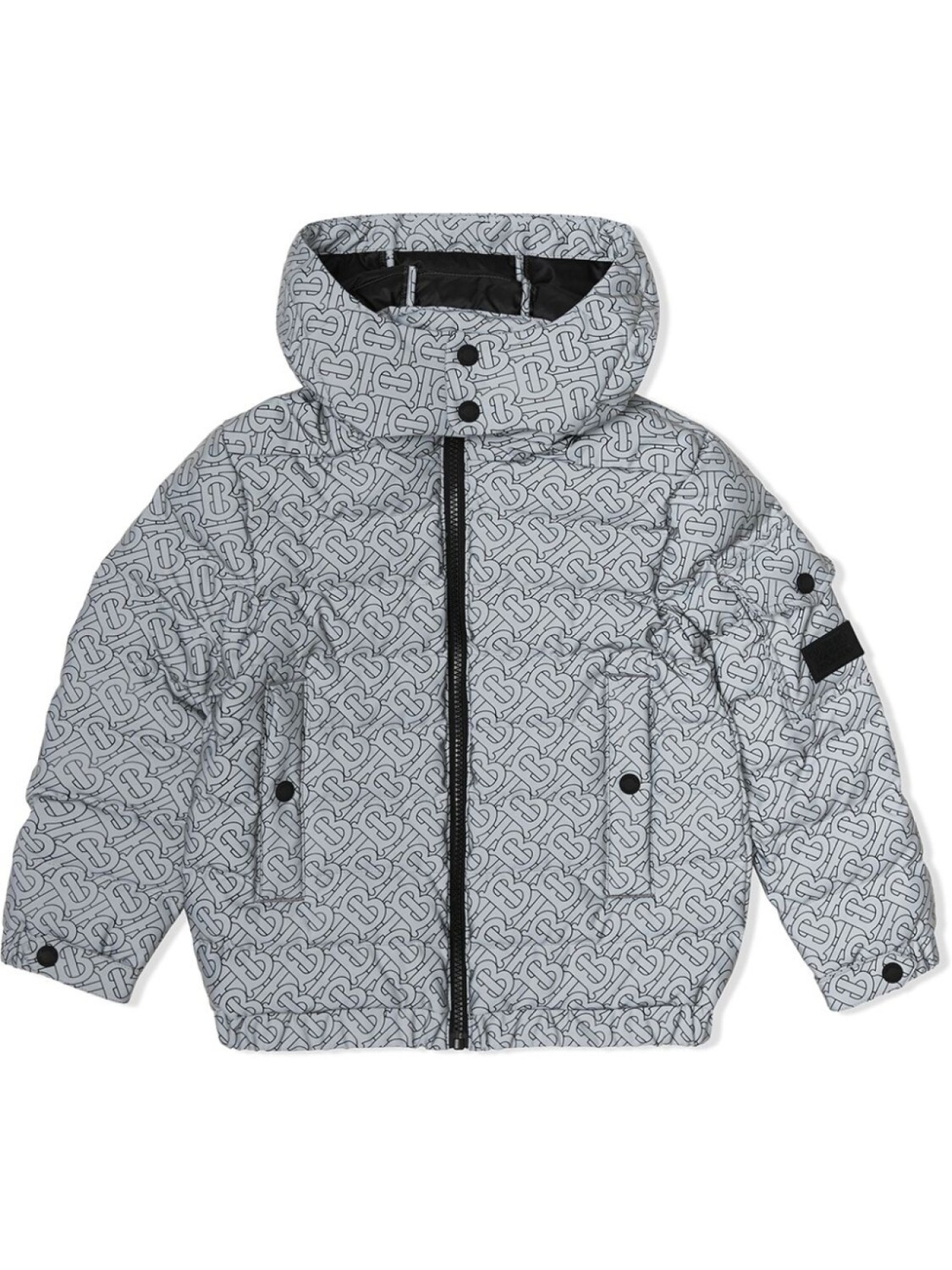 

Burberry Kids пуховик с капюшоном и монограммой, черный