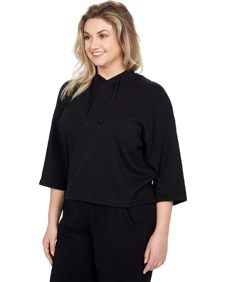 

Худи bobi Los Angeles Sustainable Slub Terry 3/4 Sleeve Hoodie, черный