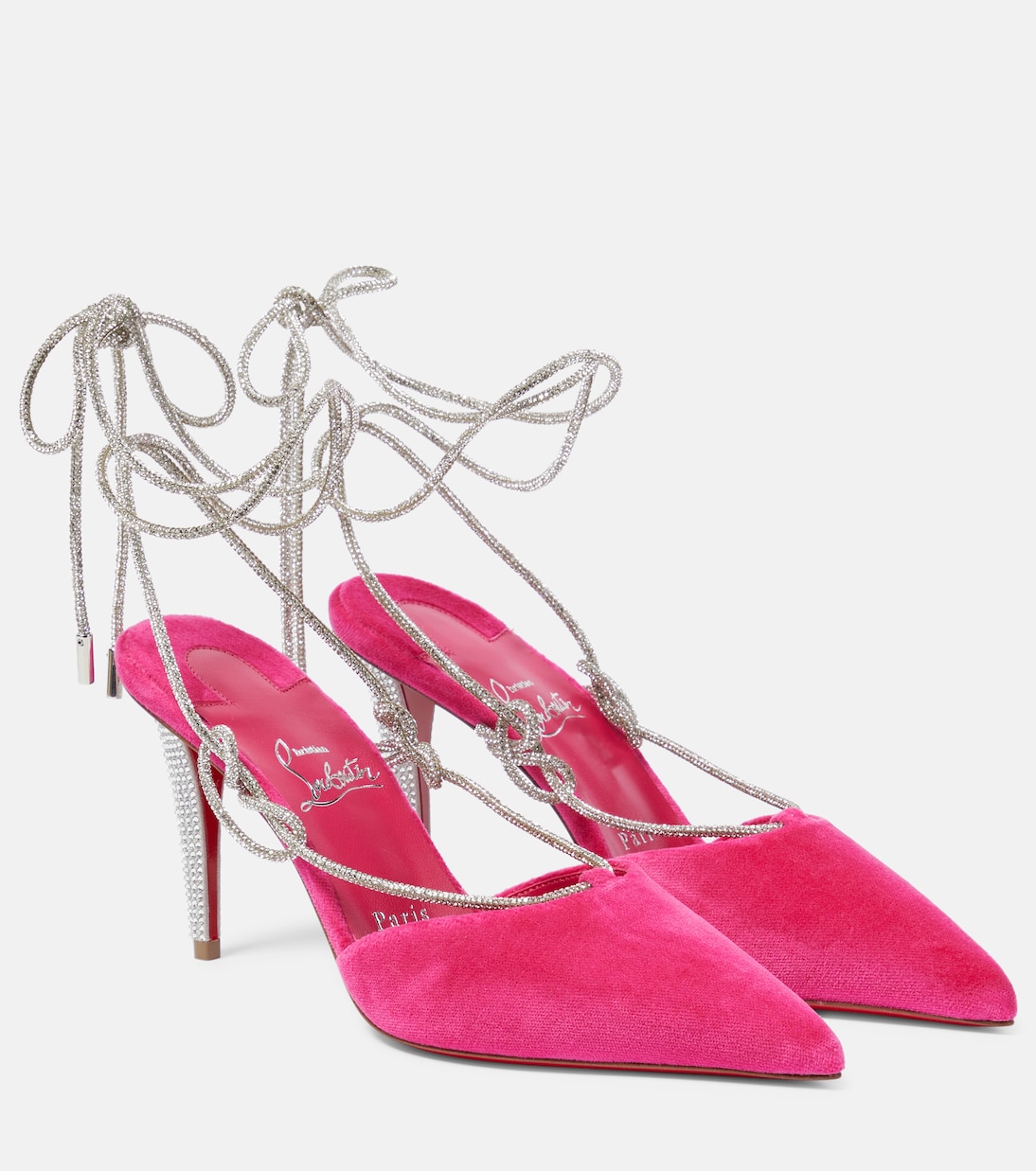 Бархатные туфли astrid lace strass 85 Christian Louboutin, розовый