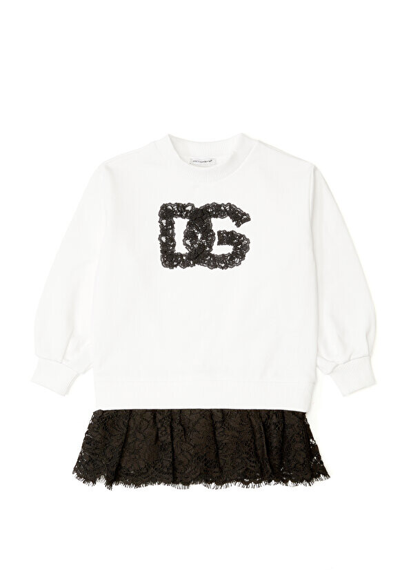 

Белое кружевное платье для девочек с логотипом Dolce&Gabbana
