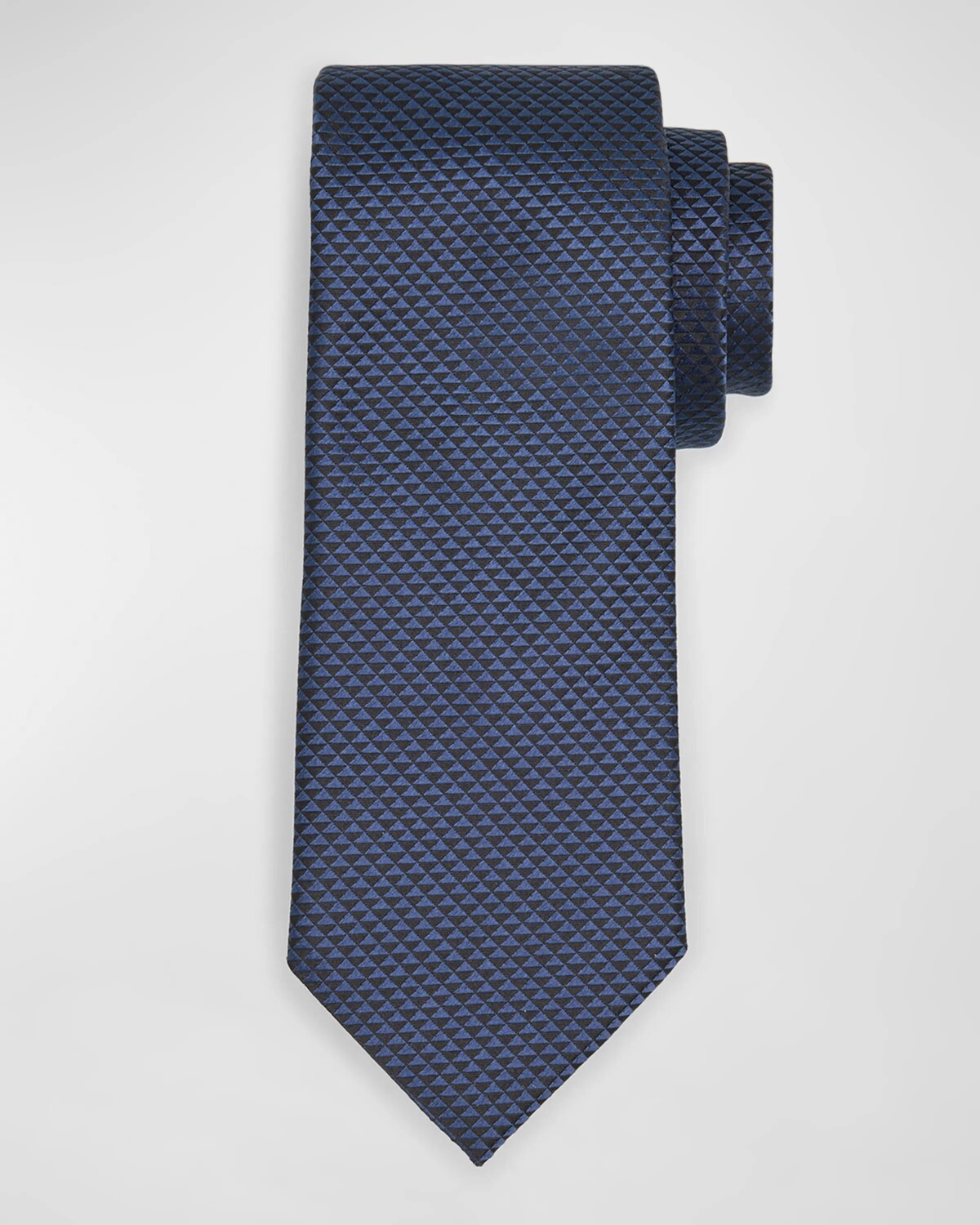

Мужской тканый шелковый галстук с треугольными чашками Zegna, цвет Nvy Fan