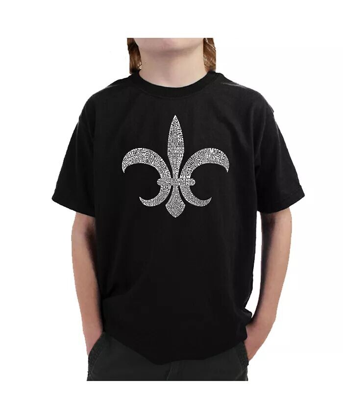 

Футболка с надписью Word Art для мальчиков — FLEUR DE LIS — ПОПУЛЯРНЫЕ ГОРОДА ЛУИЗИАНЫ La Pop Art, черный