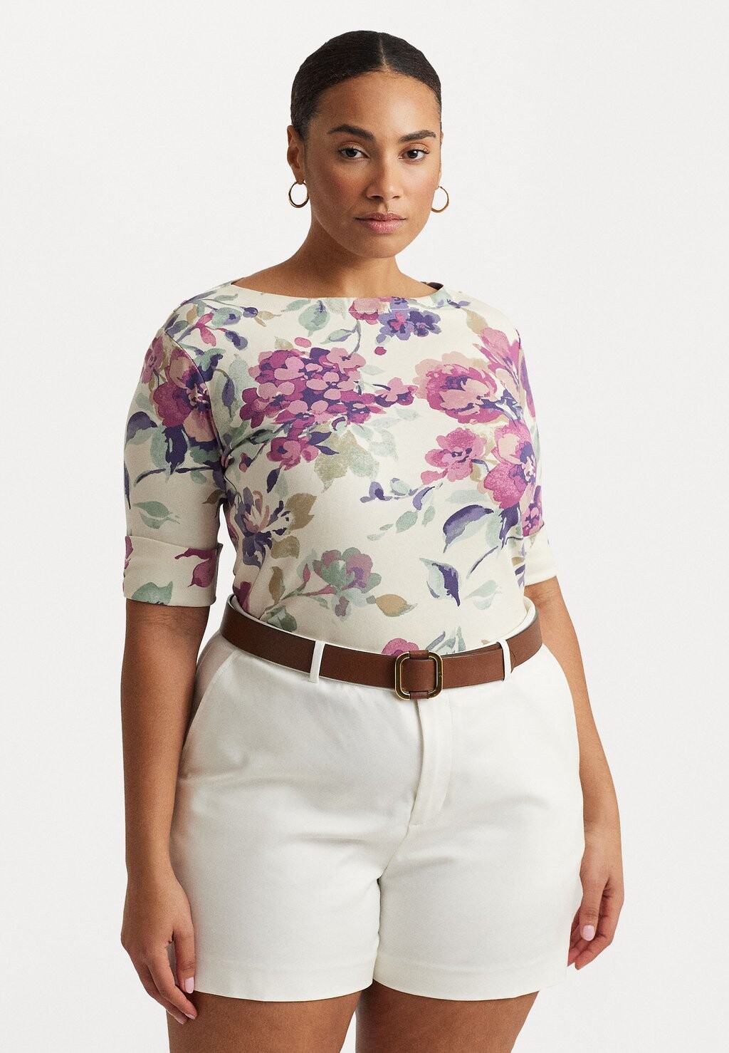 

Футболка с принтом JUDY MID SLEEVE Lauren Ralph Lauren Woman, цвет cream/multi
