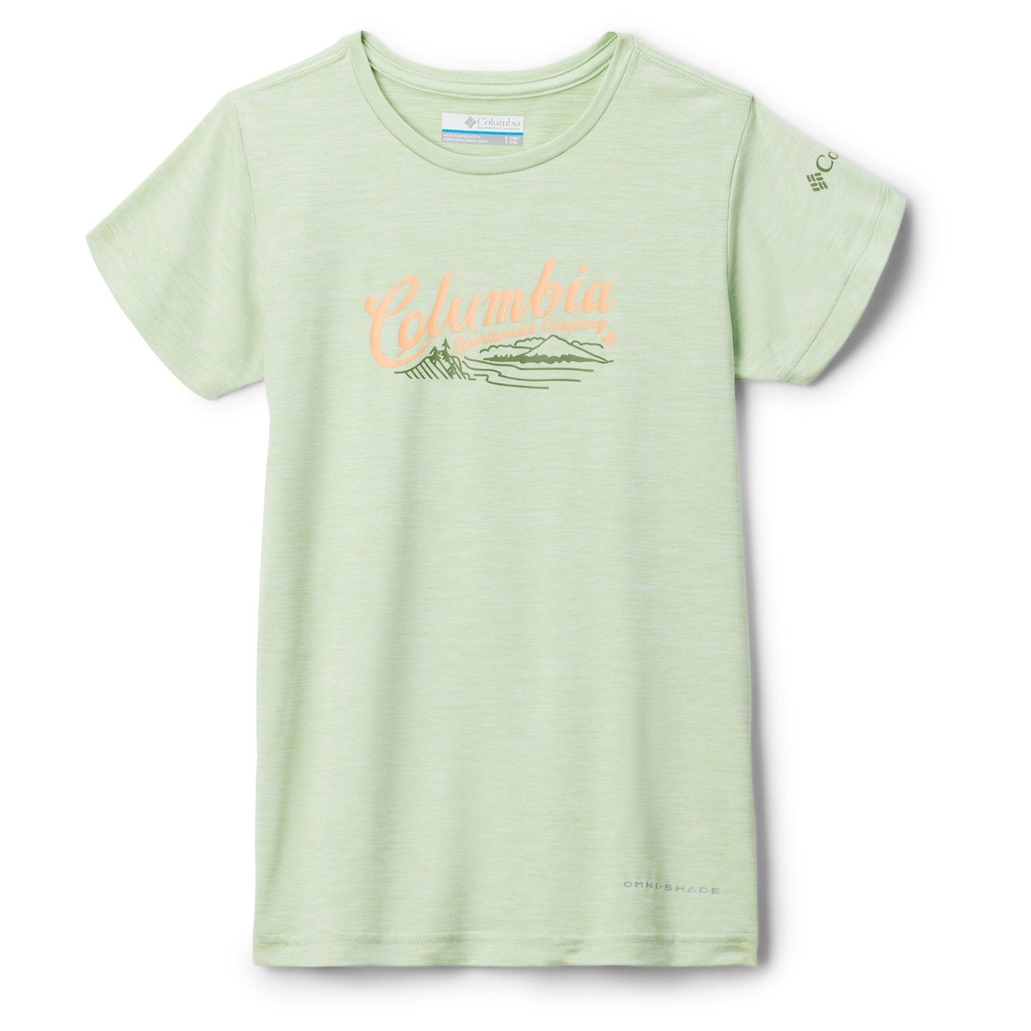 Функциональная рубашка Columbia Kid's Mission Peak Graphic Shirt S/S, цвет Sage Leaf/Scripted Scene