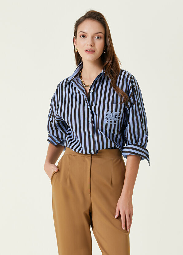

Синяя полосатая рубашка Etro