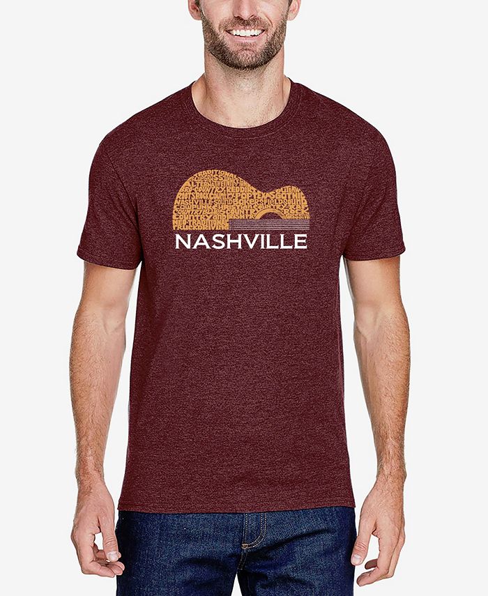 Мужская футболка Nashville Guitar Premium Blend Word Art LA Pop Art, красный