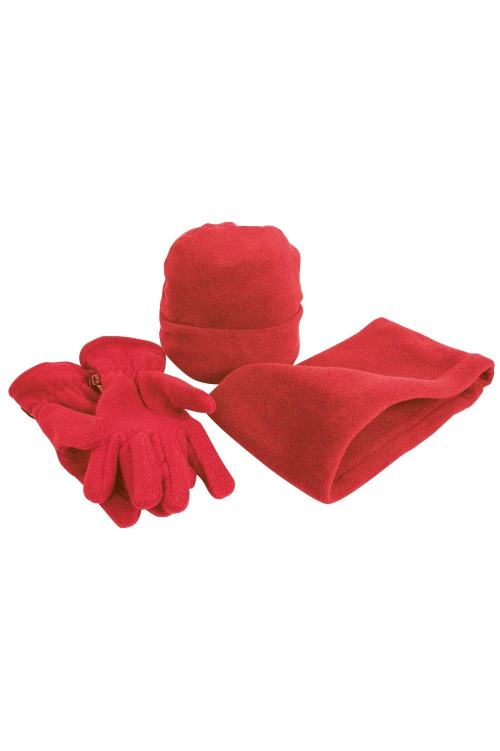 Зимняя шапка, перчатки и утеплитель для шеи Active из флиса Result, красный перчатки тактические олимп флис олива размер 30