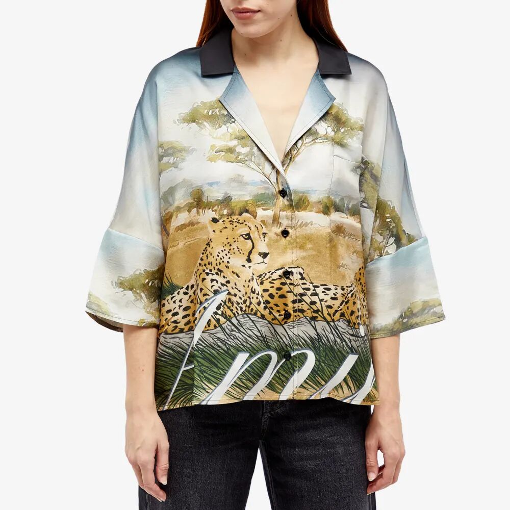 Amiri Шелковая рубашка с логотипом Cheetah, мультиколор