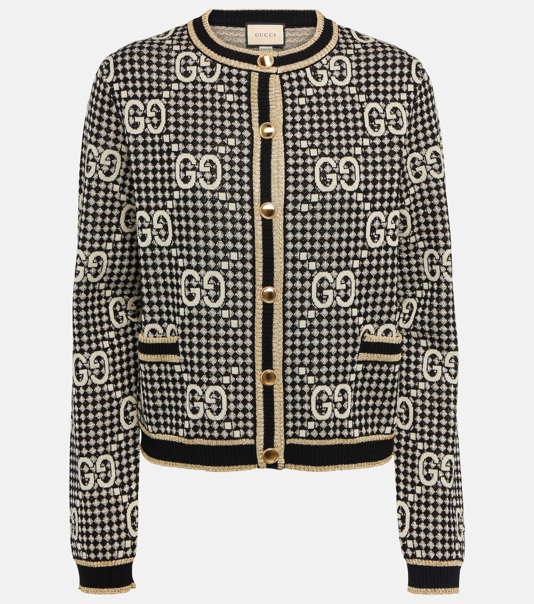 

Жаккардовый кардиган с узором GG GUCCI, черный