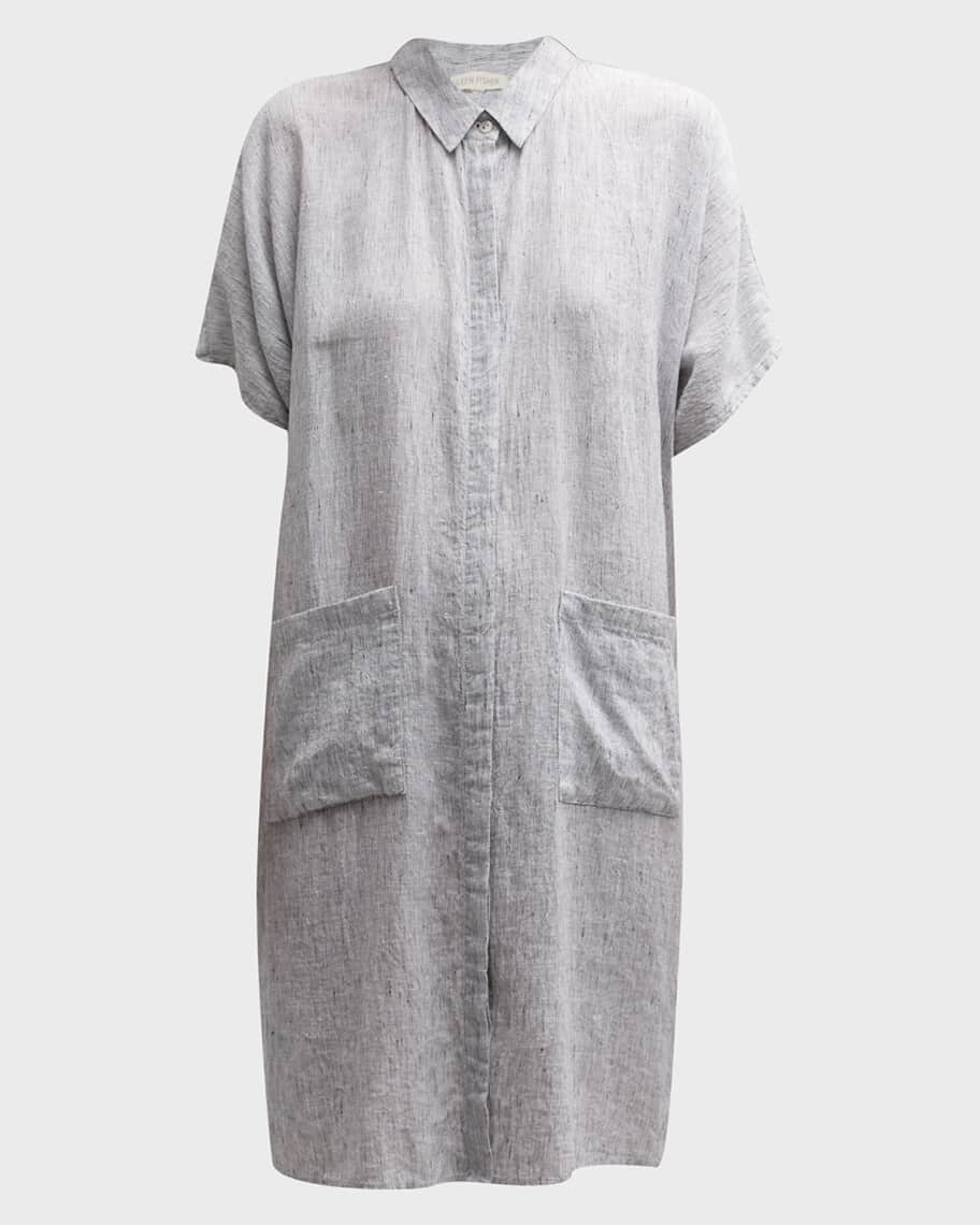 

Платье-рубашка миди с короткими рукавами из меланжевой ткани Eileen Fisher