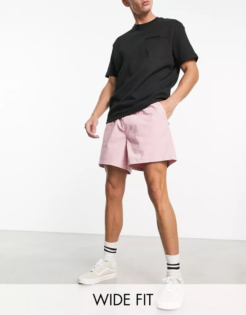 

Розовые широкие шорты чинос укороченной длины ASOS