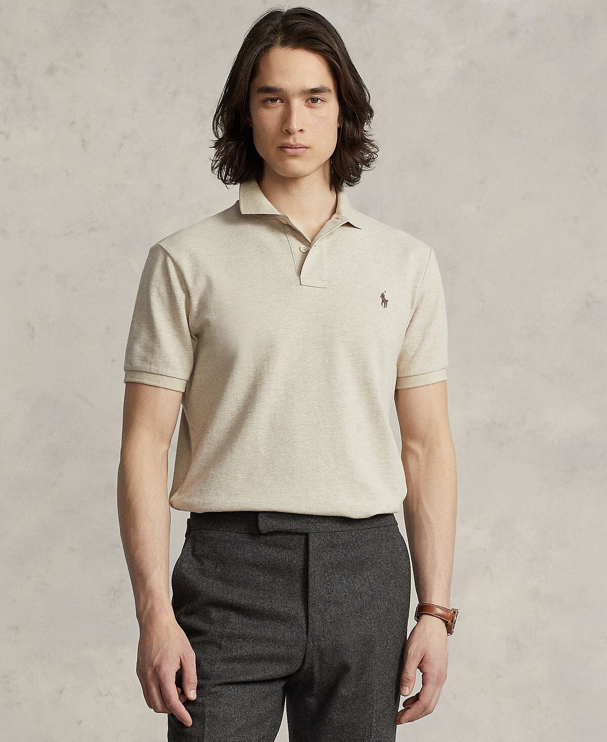 

Мужская хлопковая рубашка-поло классического кроя в сетку Polo Ralph Lauren