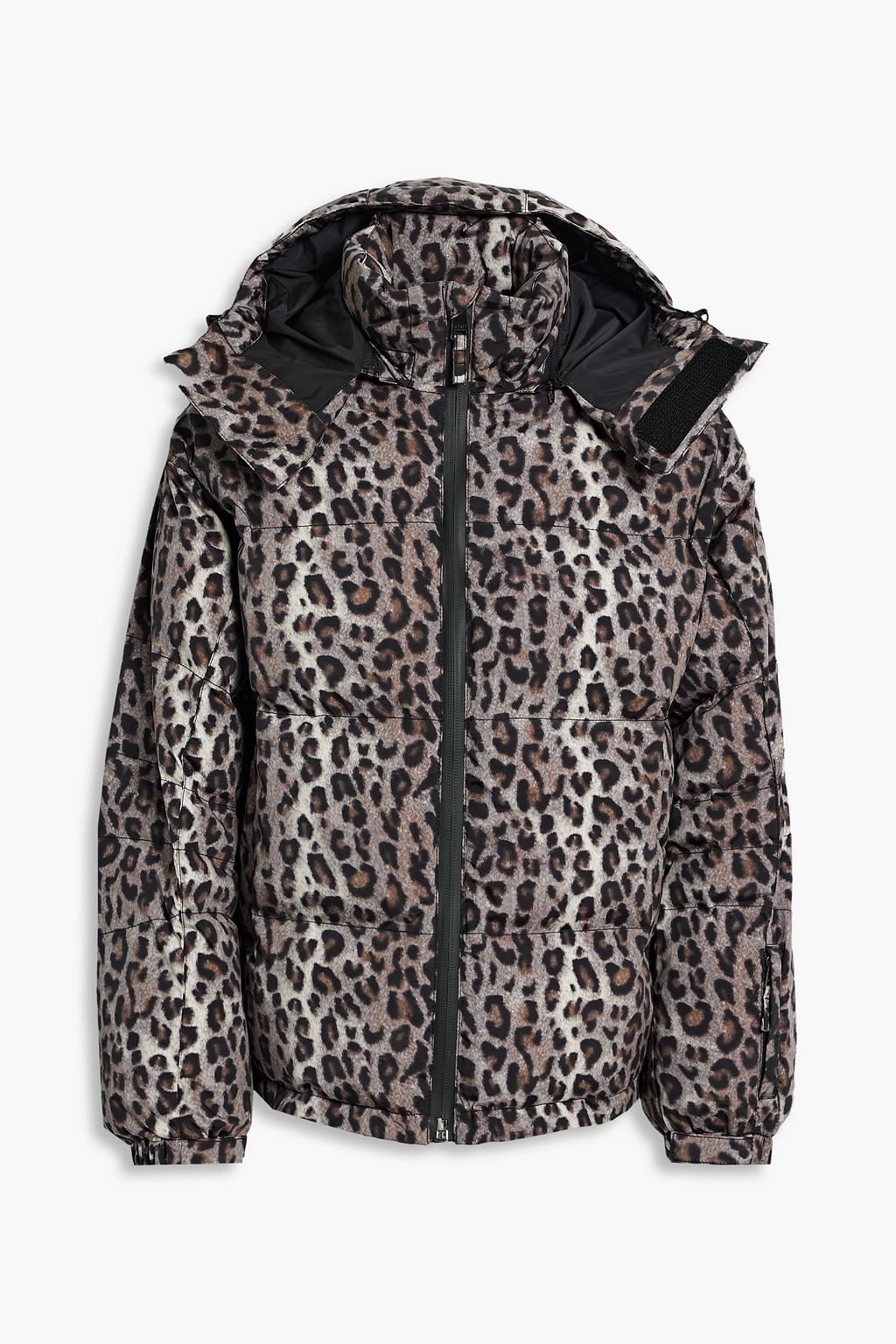 Стеганая лыжная куртка с капюшоном и леопардовым принтом JETSET, животный принт
