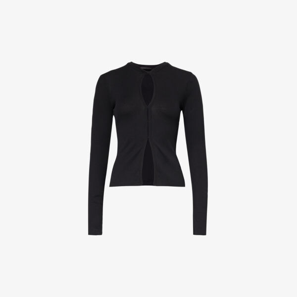 

Топ из хлопкового джерси в рубчик с вырезами Helmut Lang, черный
