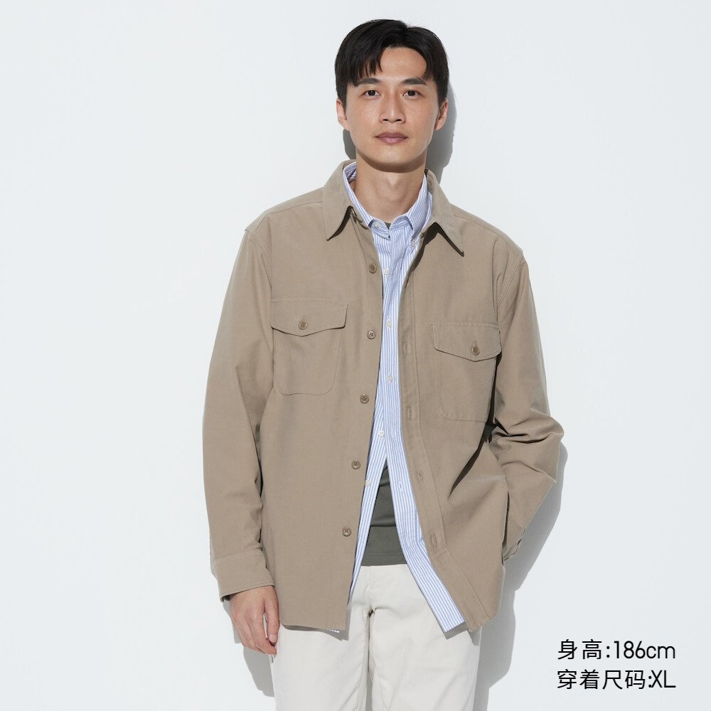 

Мужская рубашка Uniqlo свободной посадки, бежевый