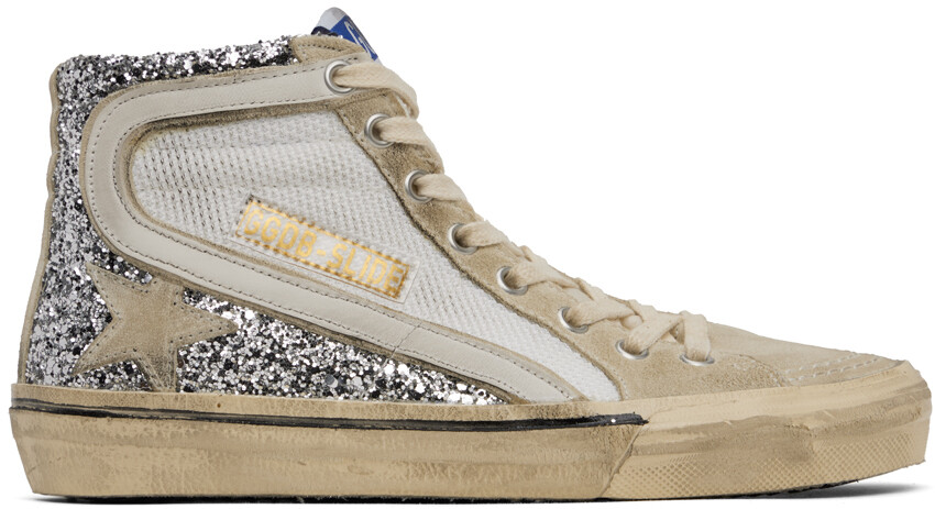 

Бело-бежевые шлепанцы Golden Goose