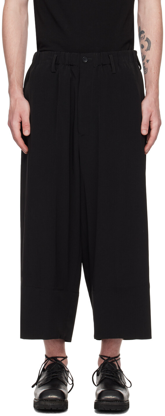 

Черные укороченные брюки Yohji Yamamoto, Черный
