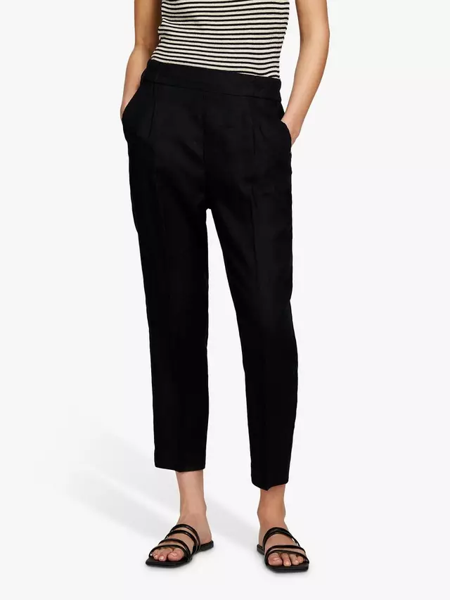 

Брюки SISLEY Cropped Linen Slim Leg, черный