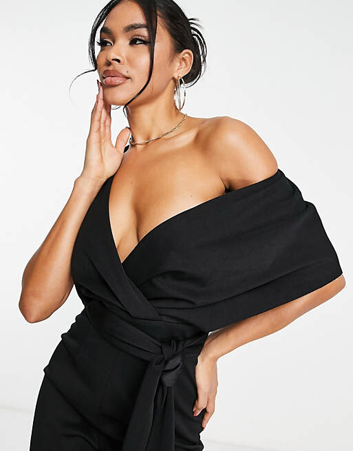 

Черный комбинезон с аквалангом с открытыми плечами ASOS DESIGN