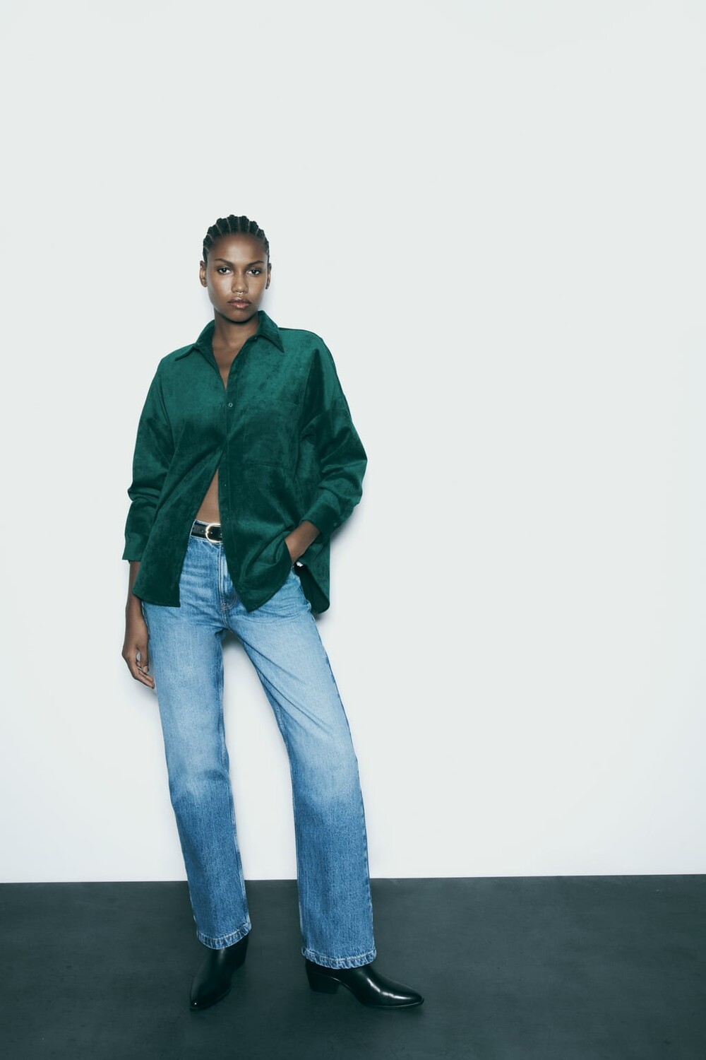 

Рубашка оверсайз из вязаного полотна ZARA, зеленый