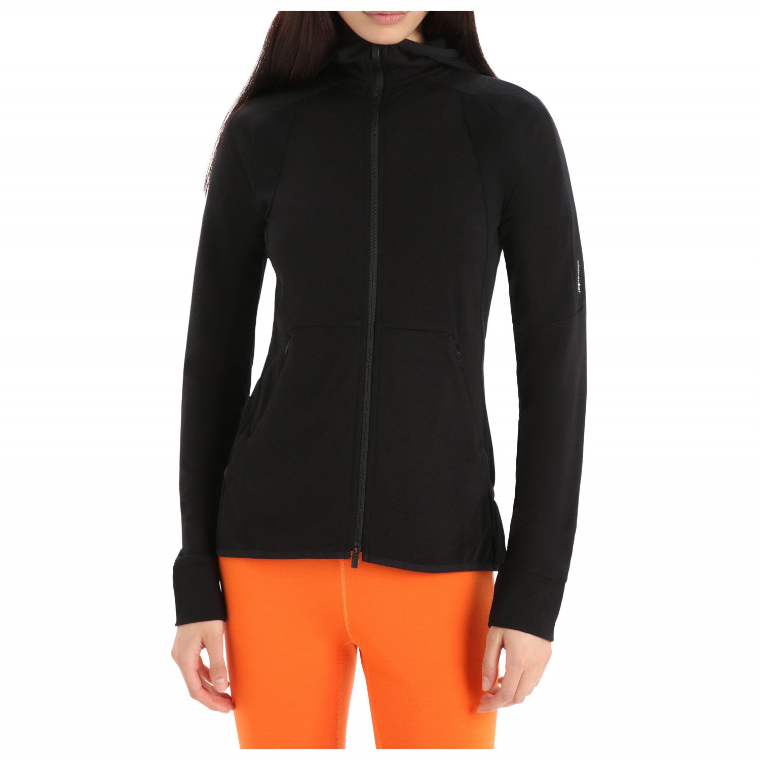 футболка без рукавов icebreaker zoneknit cropped geodetic серый Толстовка с капюшоном Icebreaker Women's Zoneknit L/S Zip, черный