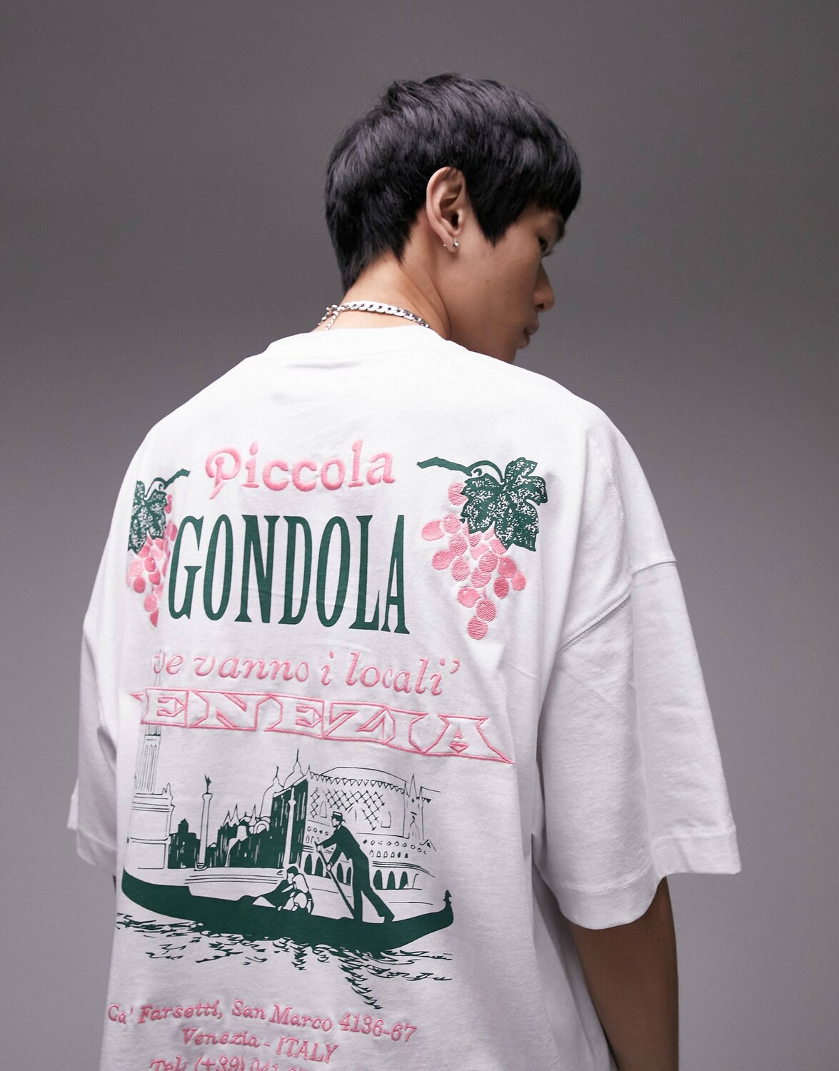 

Белая футболка свободного кроя Topman с принтом Piccola спереди и сзади