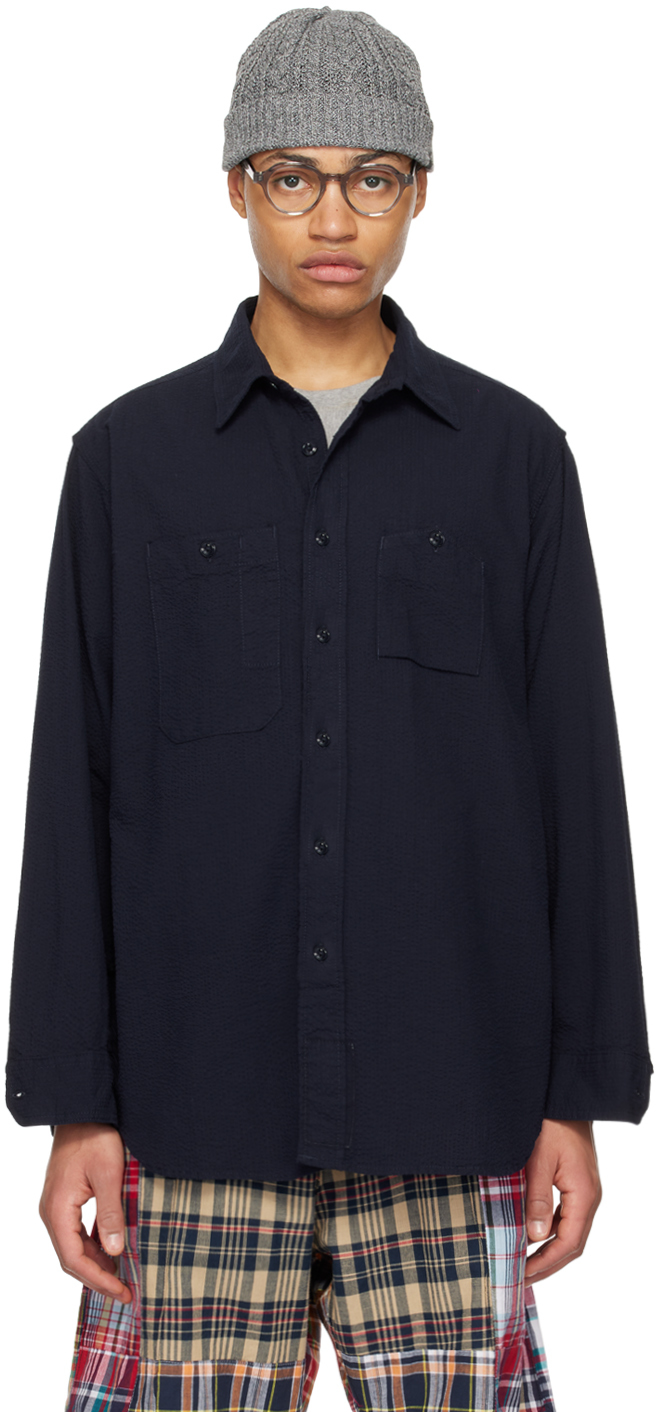 цена Темно-синяя рубашка на пуговицах Engineered Garments