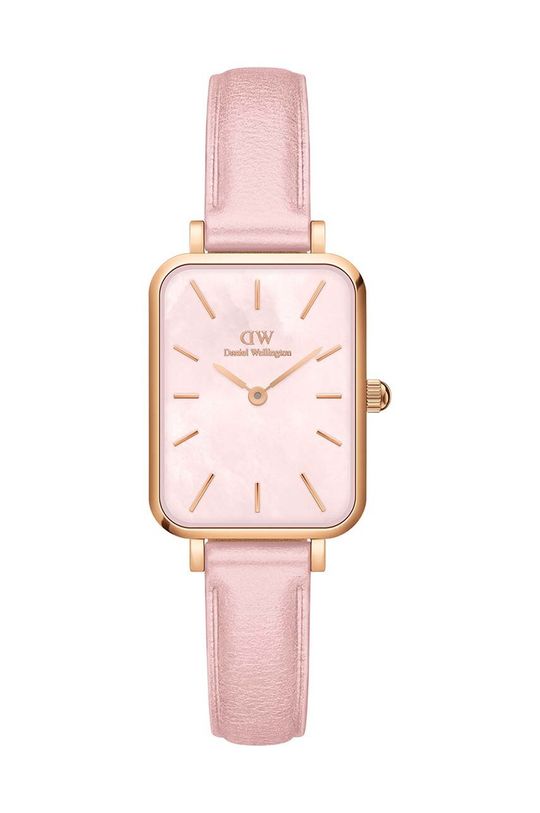 цена Розовые кожаные часы Quadro Daniel Wellington, розовый