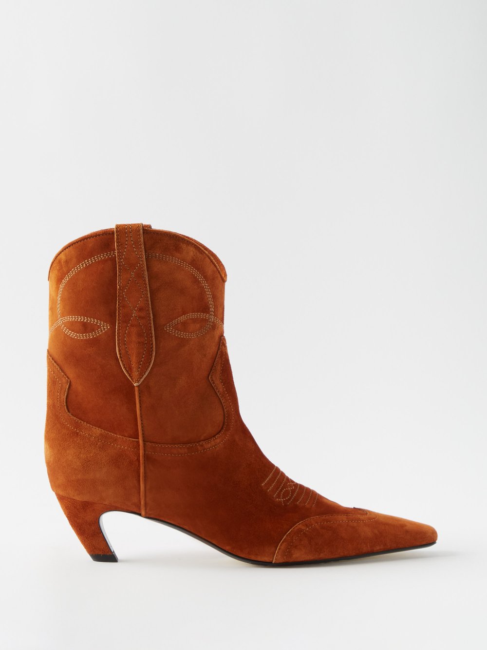 Замшевые ботинки dallas с острым носком Khaite, коричневый цена и фото