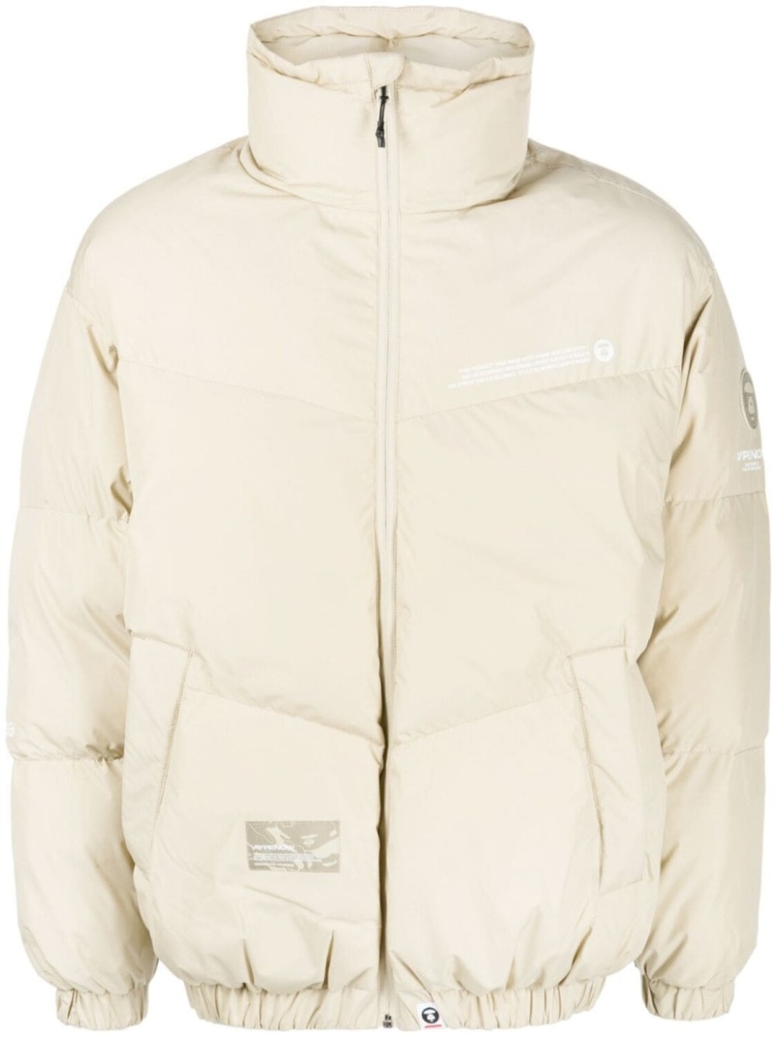 

A Bathing Ape logo-patch quilted jacket, нейтральный цвет