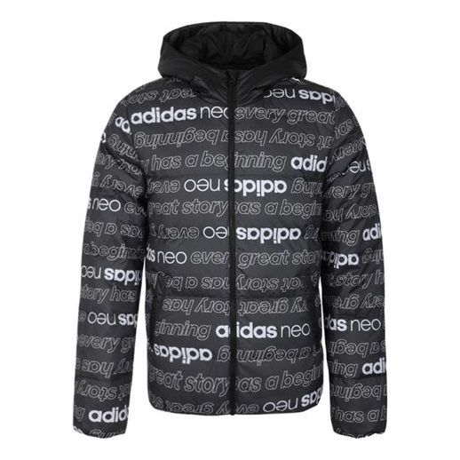 Пуховик adidas neo Alphabet Full Print hooded down Jacket Black, черный