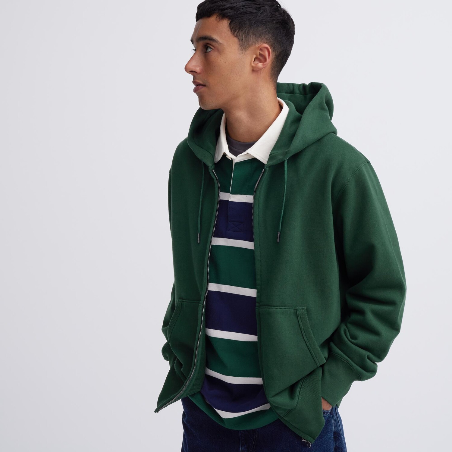 

Толстовка парка на молнии (длинный рукав) Uniqlo, зеленый