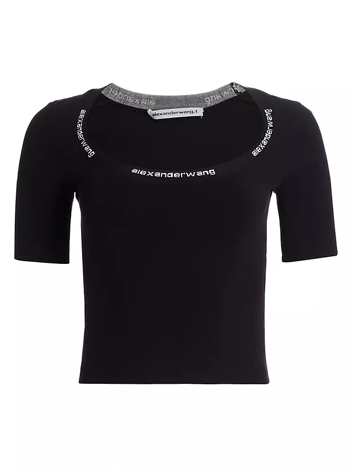 

Облегающая футболка с жаккардовой отделкой Alexanderwang.T, черный