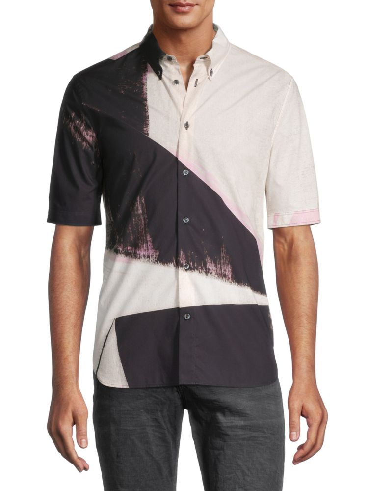 Рубашка на пуговицах с короткими рукавами и абстрактным рисунком Alexander Mcqueen, цвет Lead Pink alexander pedals hot pink drive