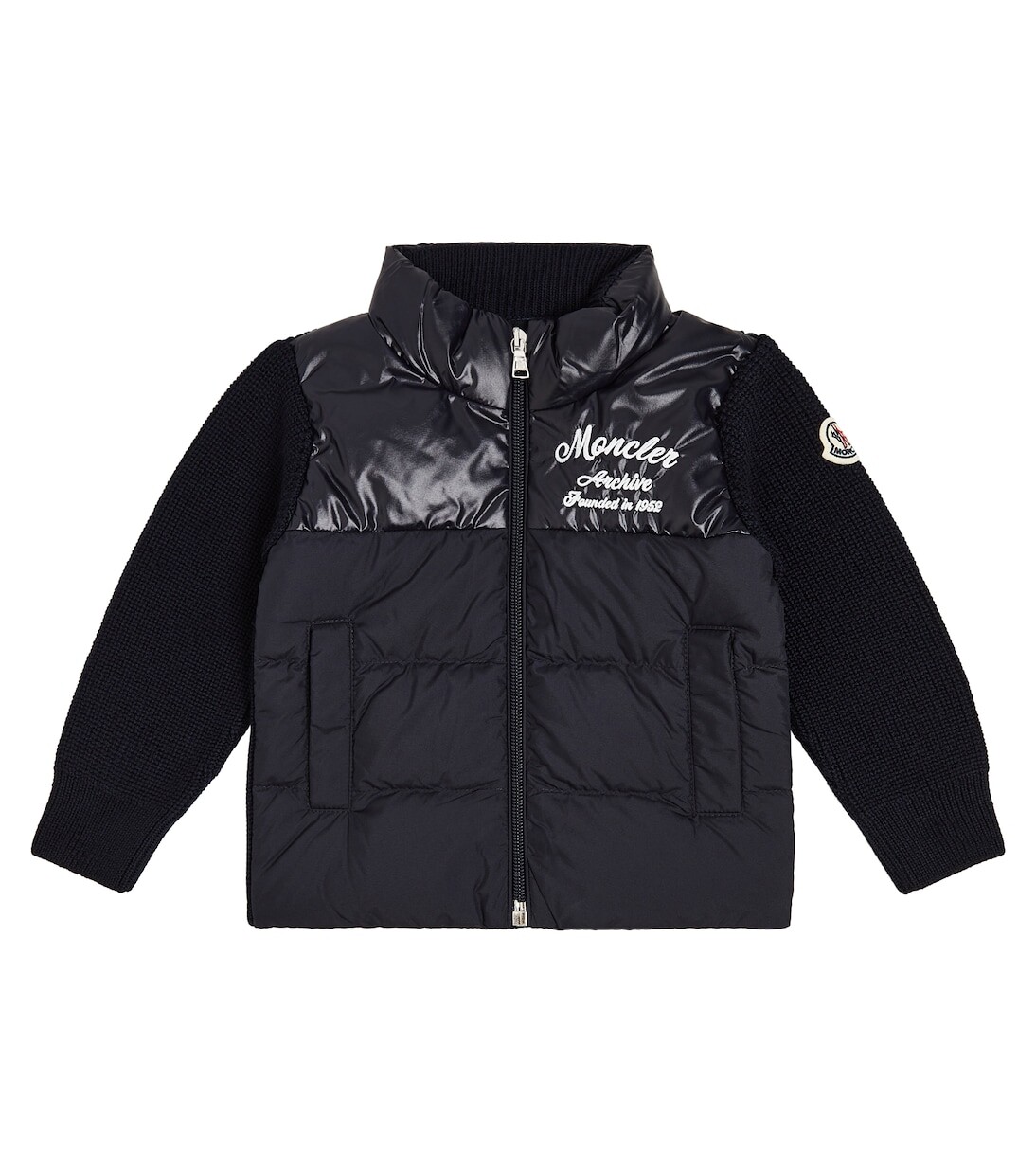 

Детский пуховик из трикотажа Moncler Enfant, синий